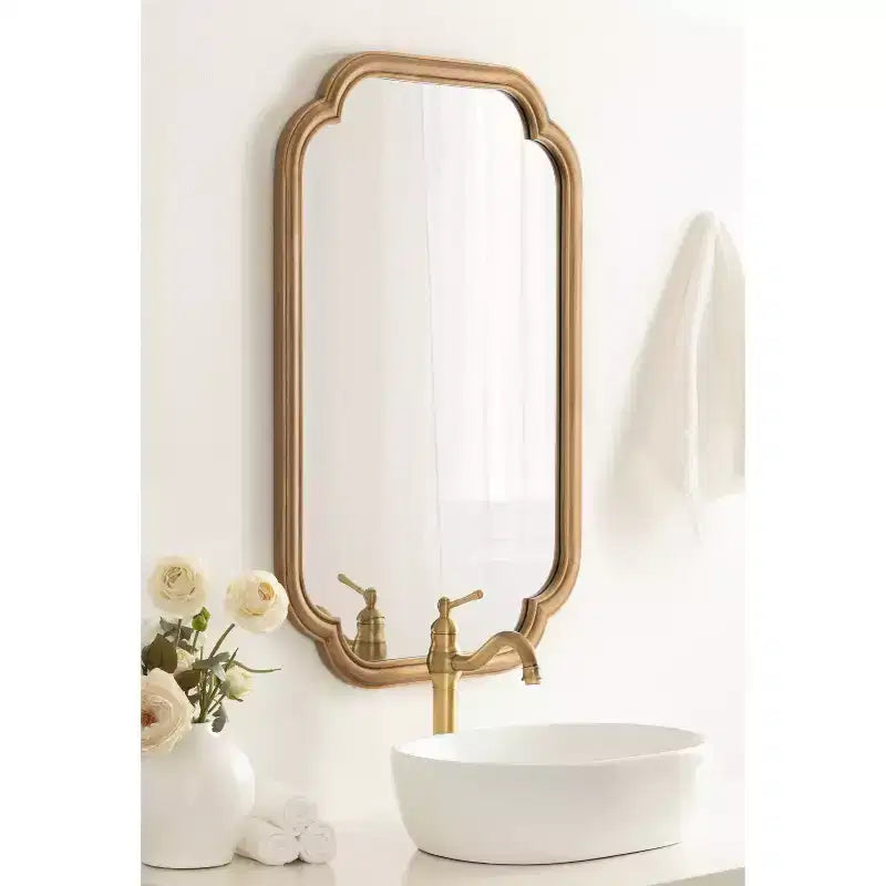 24"X36" Wellenschliff Wandspiegel Gold