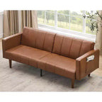 Schlafsofa Futon aus PU-Leder mit verstellbarer Rückenlehne, 190,5 cm