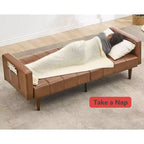 Schlafsofa Futon aus PU-Leder mit verstellbarer Rückenlehne, 190,5 cm