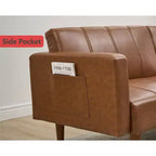 Schlafsofa Futon aus PU-Leder mit verstellbarer Rückenlehne, 190,5 cm
