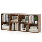 Costway 8-Cube Bookcase Bookshelf with 2 Anti-Tipping Kits Storage Organizer Rustic Brown/White