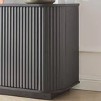 Geschwungenes TV-Möbel mit LED-Beleuchtung und Glastüren 163 cm