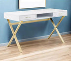 Holz- und Metall-Computertisch mit 2 Schubladen 119 cm
