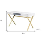 Holz- und Metall-Computertisch mit 2 Schubladen 119 cm