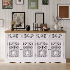 Weißes Sideboard aus Holz mit Türen mit Hohlrelief