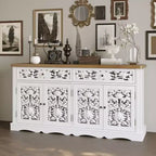 Weißes Sideboard aus Holz mit Türen mit Hohlrelief