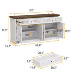 Weißes Sideboard aus Holz mit Türen mit Hohlrelief
