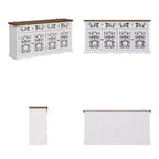 Weißes Sideboard aus Holz mit Türen mit Hohlrelief