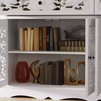Weißes Sideboard aus Holz mit Türen mit Hohlrelief