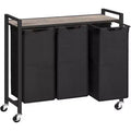 Wäschetrenner mit 3 Fächern, 311,5 Gal (43,4L) Rollbarer Wäschekorb mit Rollen, Greige & Schwarz für Waschküche, Badezimmer, Schlafzimmer