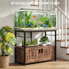 Aquariumunterschrank aus Metall und Holz mit Schrank