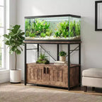 Aquariumunterschrank aus Metall und Holz mit Schrank