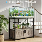 Aquariumunterschrank aus Metall und Holz mit Schrank