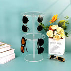 Drehbarer Sonnenbrillenständer mit Holzsockel und Acryldisplay