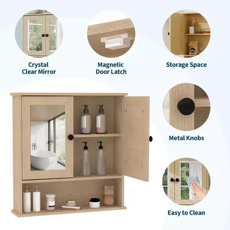 Platzsparender Über-der-Toilette-Schrank mit Glastüren & verstellbaren Einlegeböden, wasserdichte wandmontierte Aufbewahrung für Bad oder Küche