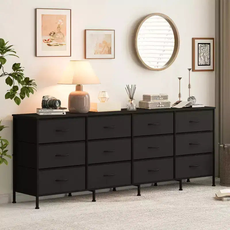 12 Drawer Dresser for Bedroom, 70 Long TV Stand for 65, 75, 80 Inch TV, Large Entertainment Center for Living Room, Entryway
