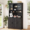 COZONY 70.9 Tall Pantry Cabinet with Glass Doors, Kitchen Pantry Storage Cabinet with Hutch for Dining Room & Living Room