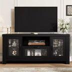 55 Farmhouse TV Stand with Acrylic Doors - 300lb Weight Capacity & Adjustable Shelves Entertainment Center for Living Room or Bedroom