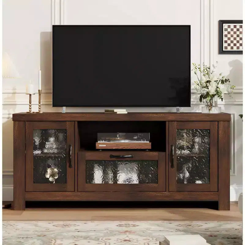 55 Bauernhaus-TV-Schrank mit Acryltüren - 300lb Tragfähigkeit & Verstellbare Einlegeböden Entertainment Center für Wohn- oder Schlafzimmer