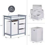 Wickelkommode mit 3 Schubladen und Wäschekorb 91 cm