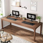 Lantine 78.7 Inches Extra Long Computer Desk, 2 Person Double Workstation for Home Office, Coffee Brown