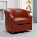 Comfort Pointe Erenson Grain Leather Swivel Glider Barrel Chair Caramel