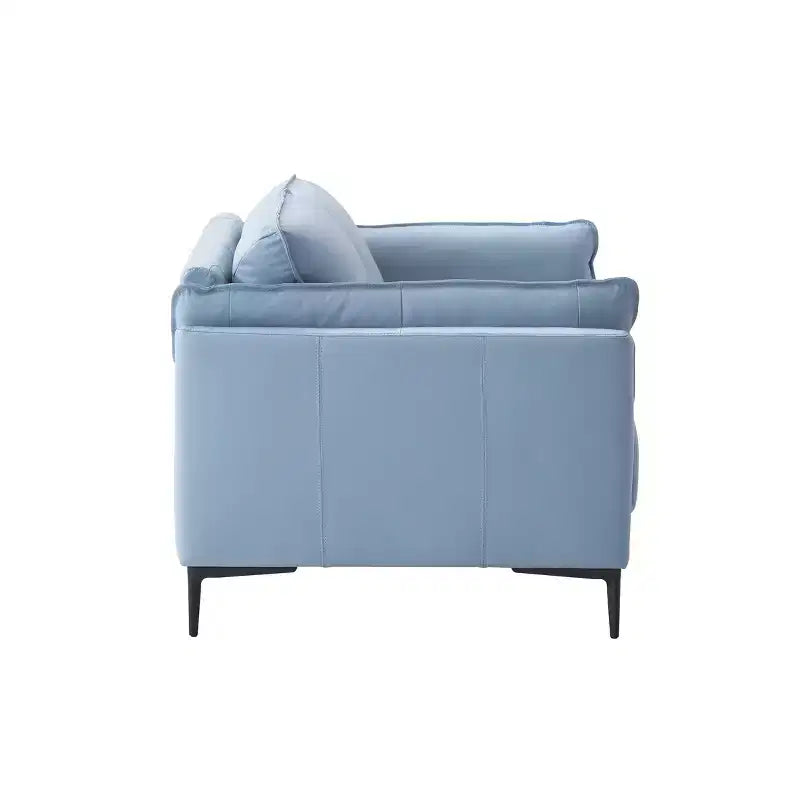 68 Zoll Mesut Sofa Hellblaues Oberleder mit Metallbeinen & Nietenbesatz -