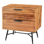 The Urban Port 2 Drawer Wooden Nightstand with Metal Angled Legs Brown/Black
