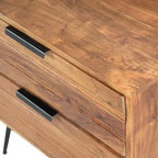 Nachttisch aus Holz mit 2 Schubladen und abgewinkelten Metallbeinen