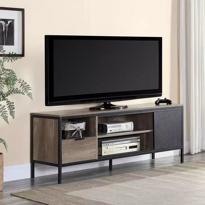 Nantan TV-Schrank für Fernseher bis 50 Zoll Rustikale Eiche/Schwarz