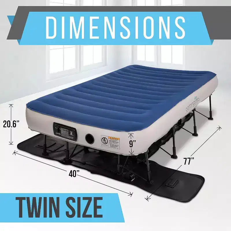 EZ Luftmatratze mit Gestell & Rollkoffer, faltbares selbstaufblasendes Luftbett mit integrierter Pumpe, Twin