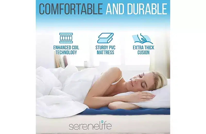 EZ Luftmatratze mit Gestell & Rollkoffer, faltbares selbstaufblasendes Luftbett mit integrierter Pumpe, Twin