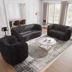 Geschwungenes Boho-Zweisitzer-Sofa aus Stoff mit Taschenfederkernkissen 162 cm