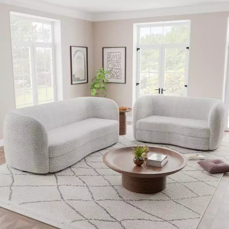 63,75" Pinehush Boho geschwungenes Stoff-Loveseat mit Taschenfederkernkissen