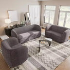 Geschwungenes Boho-Zweisitzer-Sofa aus Stoff mit Taschenfederkernkissen 162 cm