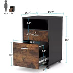 Holz-Aktenschrank mit Schloss und Druckerablage, 2 Schubladen