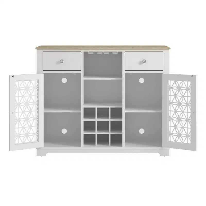 47" Weinschrank mit Glastüren und Siebdruckmuster -