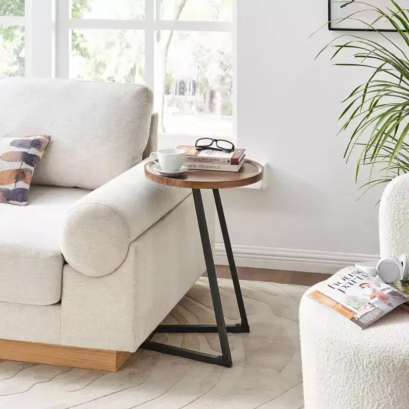 23.3x15.75 Addison runder Beistelltisch für Sofa mit modernem Metallsockel