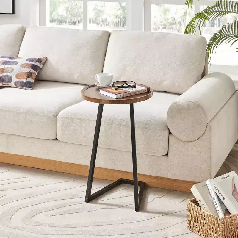 23.3x15.75 Addison runder Beistelltisch für Sofa mit modernem Metallsockel
