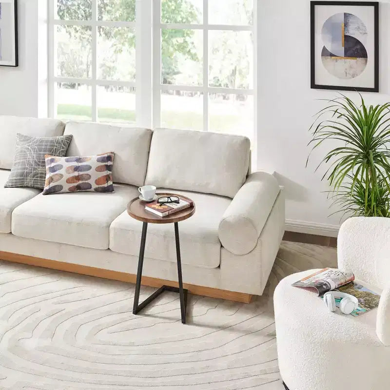 23.3x15.75 Addison runder Beistelltisch für Sofa mit modernem Metallsockel