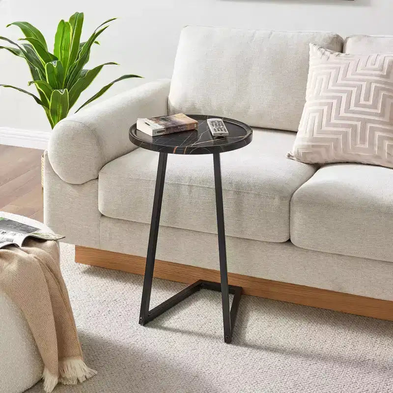 23.3x15.75 Addison runder Beistelltisch für Sofa mit modernem Metallsockel