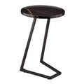 Danya B. 23.3x15.75 Addison Round Couch Side Accent Chair Table with Modern Metal Pedestal Leg