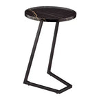 Danya B. 23.3x15.75 Addison Round Couch Side Accent Chair Table with Modern Metal Pedestal Leg