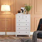 Famapy White Modern 6 Drawers Vertical Dresser with Sturdy Legs and Metal Handles