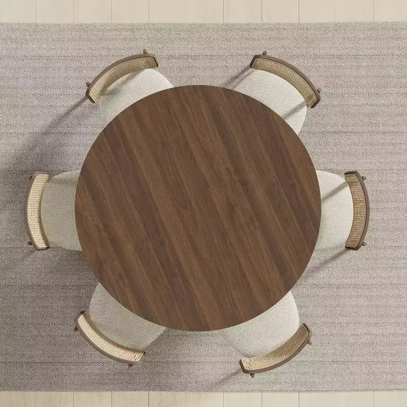 Mid-Century Runder Esstisch Holzküchentisch für 4 Personen – Nussbaum