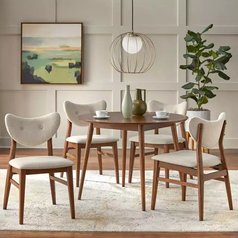 Raylen Mid-Century Modern Runder Esstisch aus Massivholz